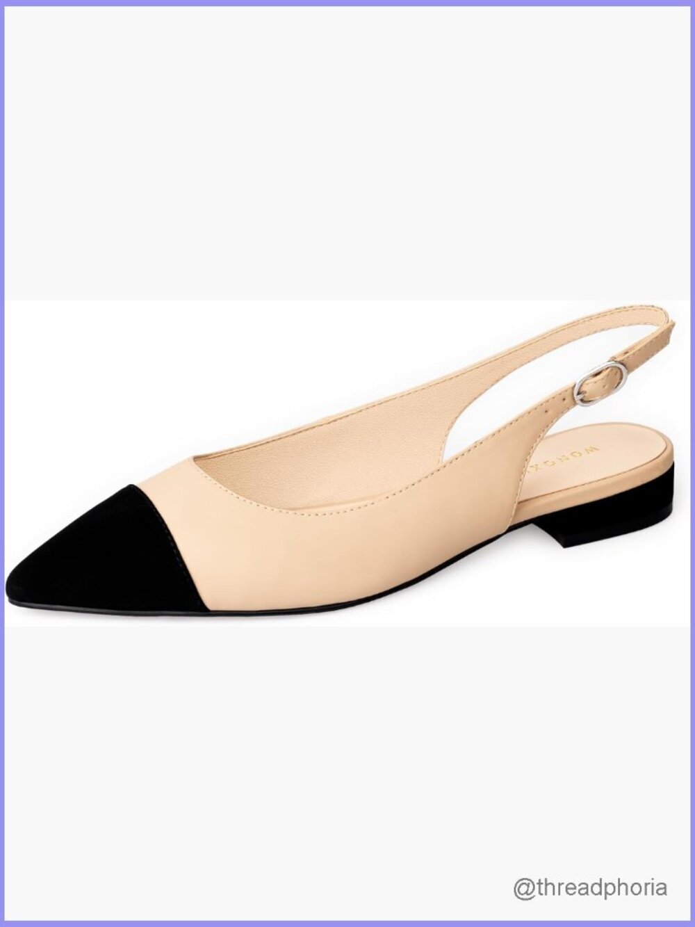 Women's Pointed Toe Slingback Flats Tweed Cap Toe Dress Shoes